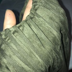 Green velvet top with fringe